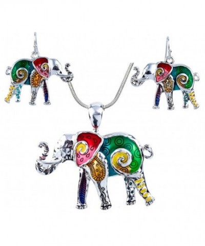 DianaL Boutique Colorful Enameled Elephant