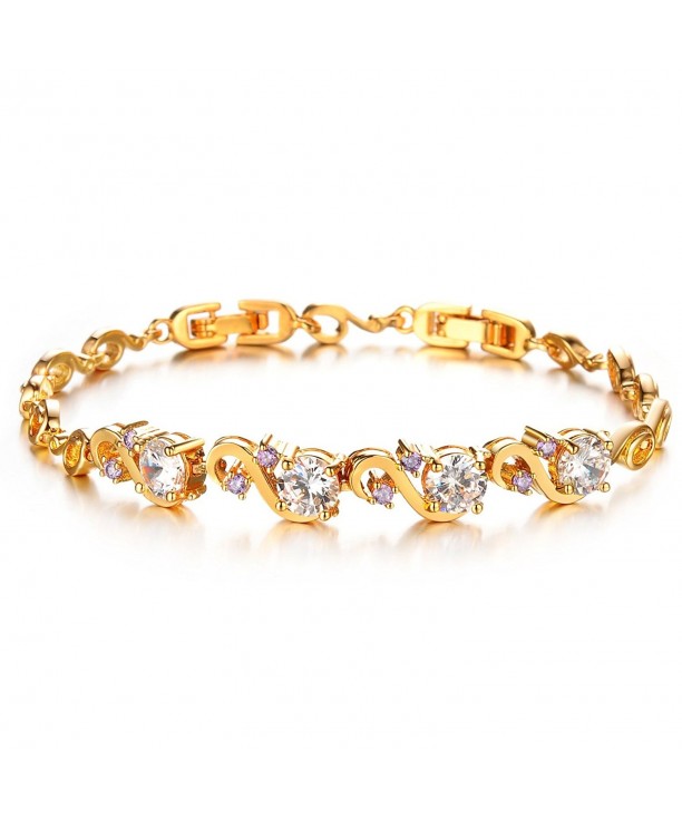 Women Gold Bracelet Diamond cut Cubic Zicornia Tennis Bracelet white ...
