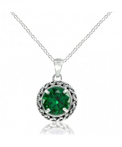 Sterling Simulated Emerald Oxidized Necklace