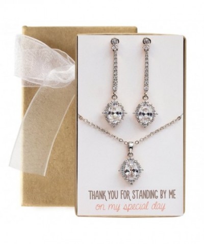 Bridesmaids Earring Necklace Jewelry Silver