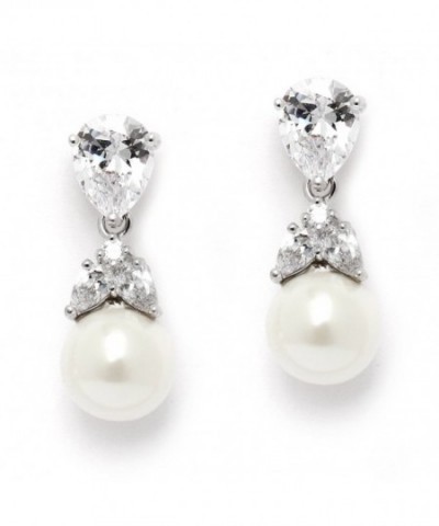 Mariell Platinum Pear Shaped Wedding Earrings