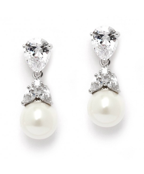 Mariell Platinum Pear Shaped Wedding Earrings