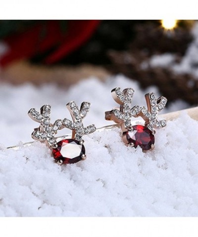 Gemstone Reindeer Earrings Dimensional Christmas