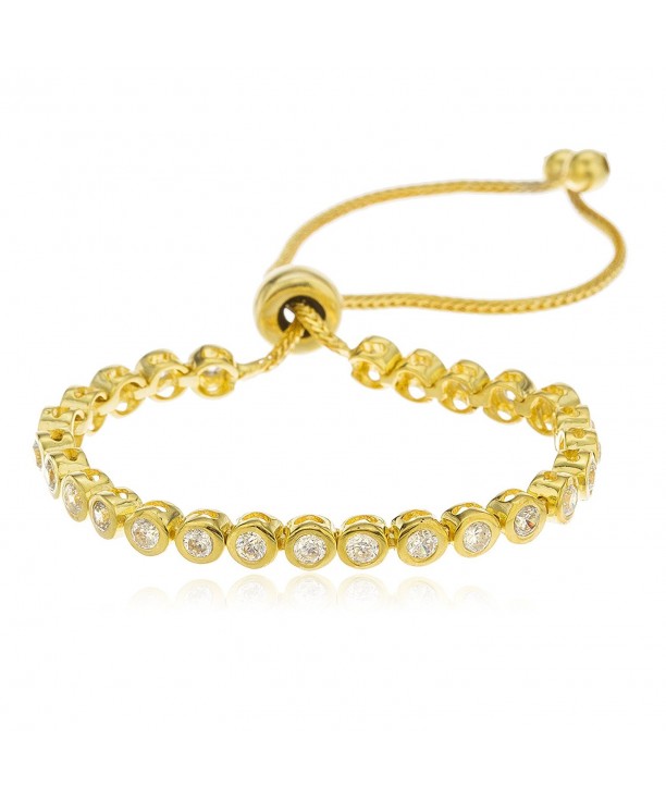 Sterling Goldtone Bracelet Zirconia Adjustable