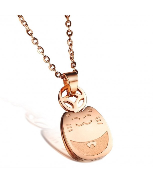 Korean Maneki neko Fortune Pendant Necklace