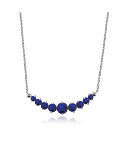 Sterling Created Sapphire Graduated Necklace