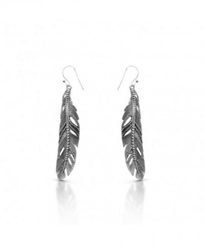 Feather Dangle Earrings Sterling Silver