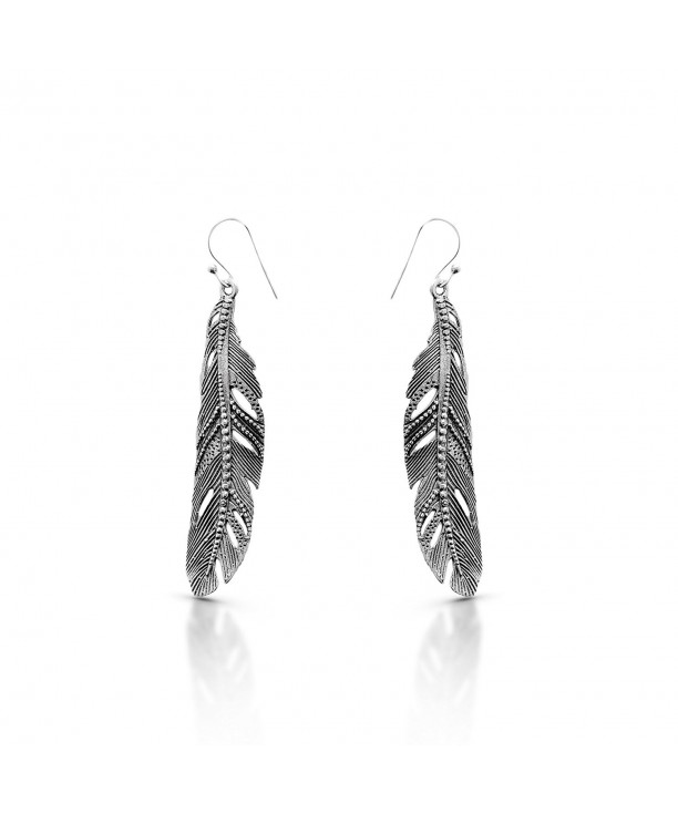 Feather Dangle Earrings Sterling Silver