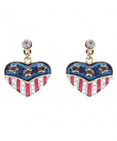 ACCESSORIESFOREVER Patriotic American Rhinestone Earrings