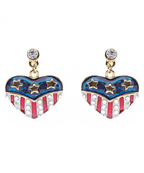 ACCESSORIESFOREVER Patriotic American Rhinestone Earrings