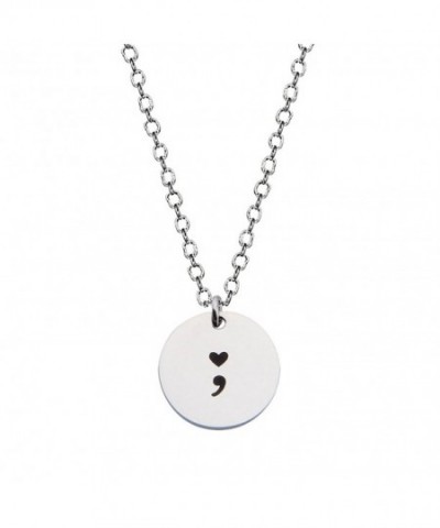 Semicolon Necklace Stamped Symbol Stainless