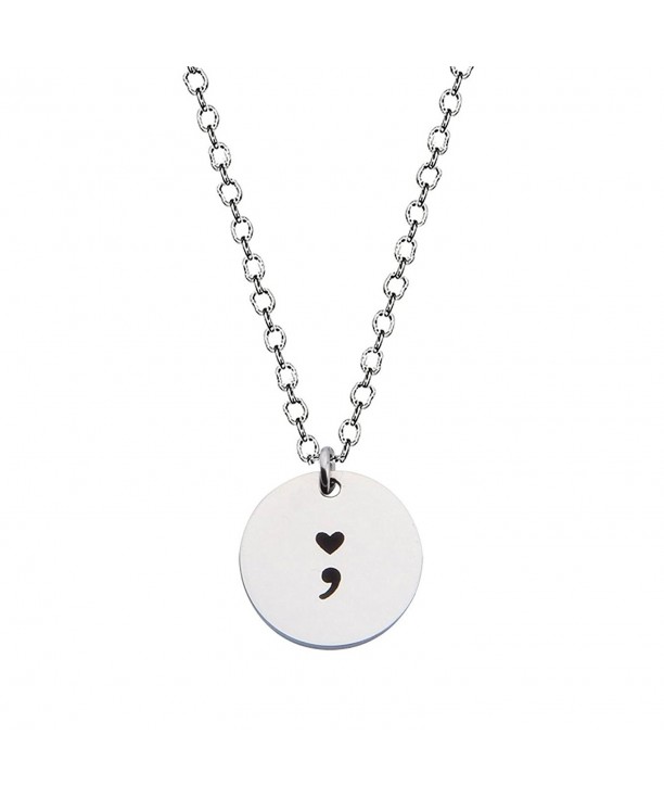 Semicolon Necklace Stamped Symbol Stainless