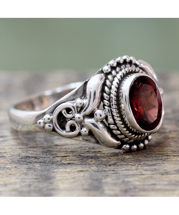 Garnet .925 Sterling Silver Cocktail Ring- 'Traditional Romantic ...