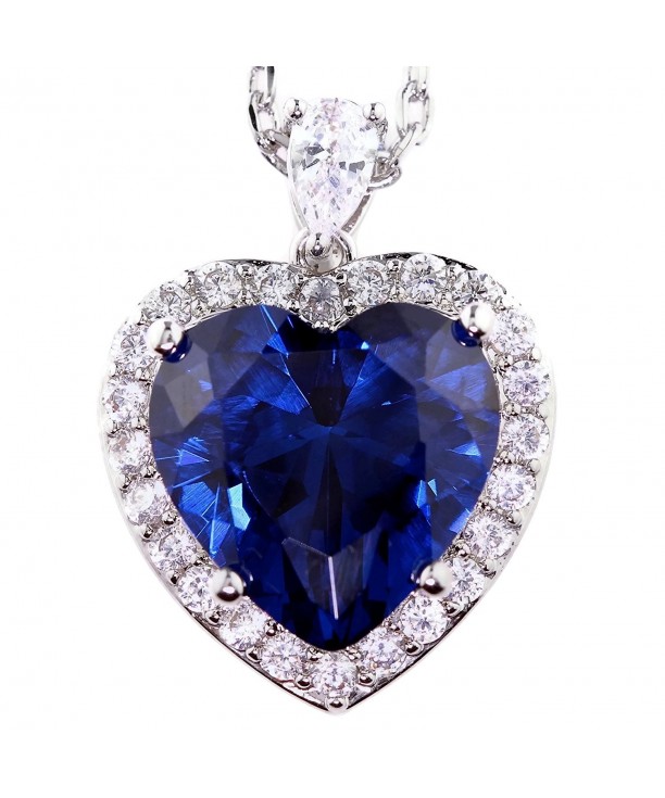 Simulated Sapphire Necklace Pendant September