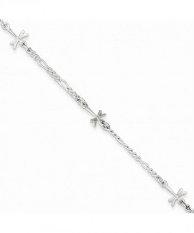 Sterling Silver Polished Dragonfly Anklet