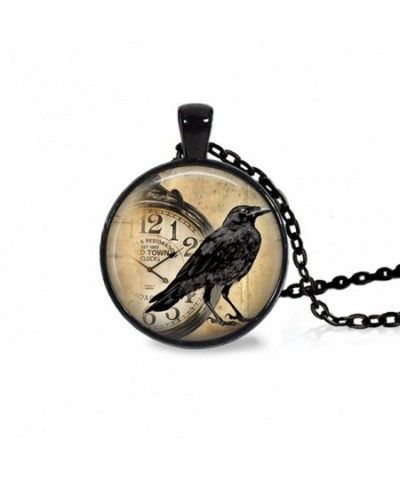 Raven Pocket Watch Cabochon Necklace