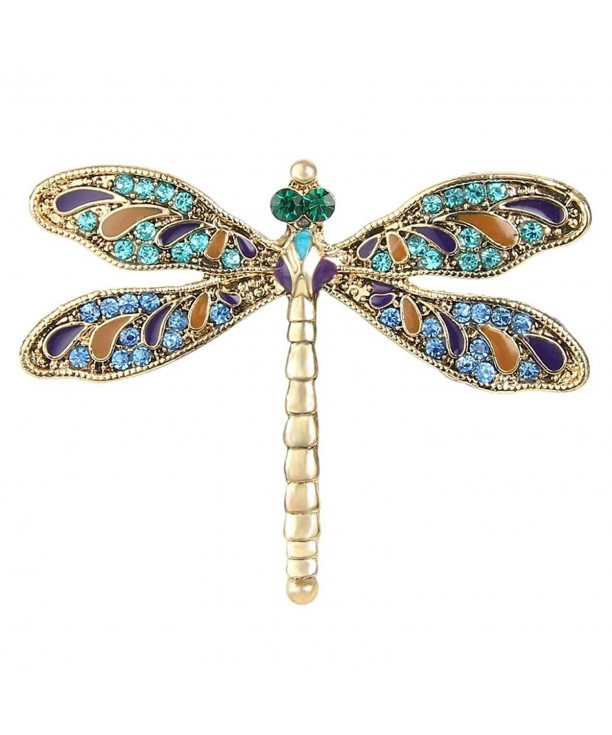 EVER FAITH Austrian Dragonfly Gold Tone