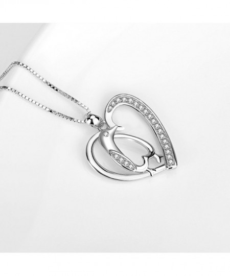 Heart Penguin Pendant Necklace 925 Sterling Silver Polished Animal ...
