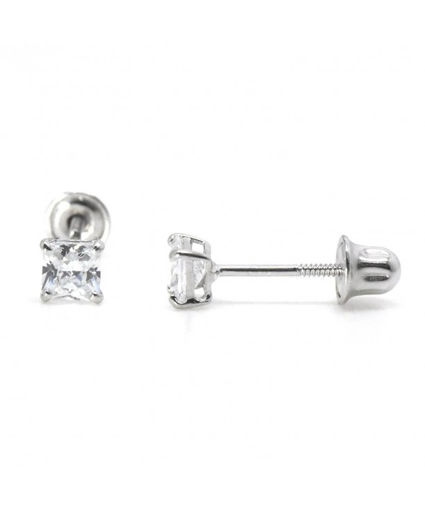 Earrings Square Zirconia Childrens Womens