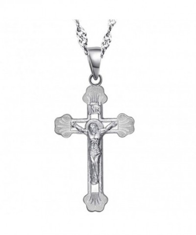 Chaomingzhen Sterling Crucifix Pendant Necklace