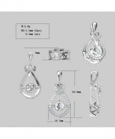 NANA Heart & Pear Dancing Stone Pendant S-Silver & Swarovski CZ w/ 0 ...