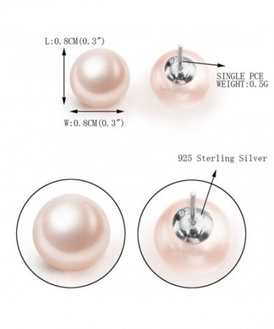 925 Sterling Silver AAA Pink Freshwater Cultured Pearl Button Stud ...
