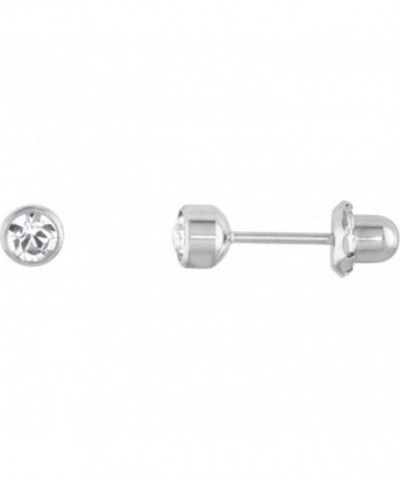 Crystal Bezel Titanium Piercing Earrings