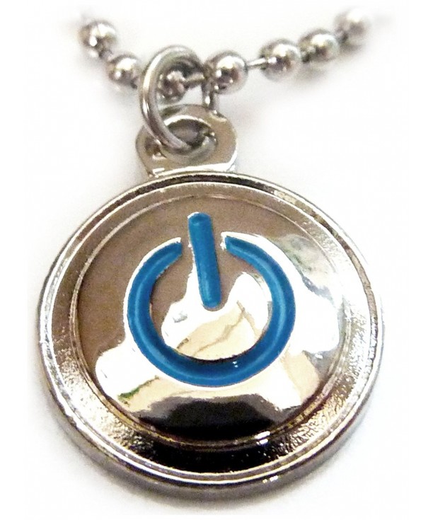 POWER Computer Button Pendant Necklace