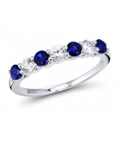 Created Sapphire 7 Stone Rhodium Sterling