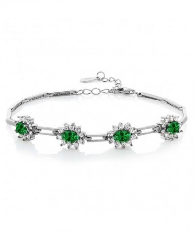 Simulated Emerald Sterling Bracelet Extender