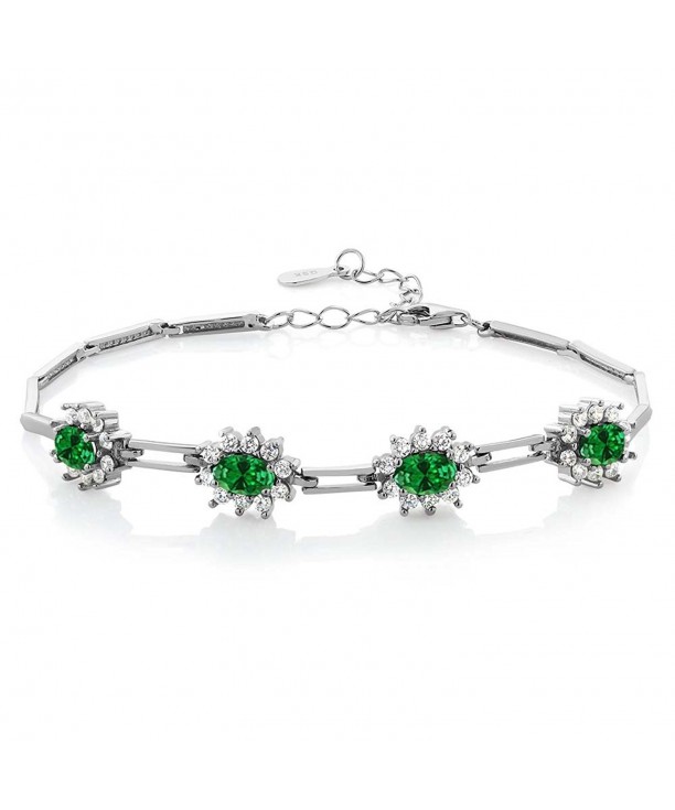 Simulated Emerald Sterling Bracelet Extender