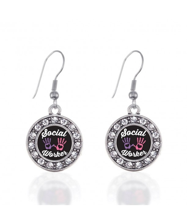 Social Worker Earrings Crystal Rhinestones