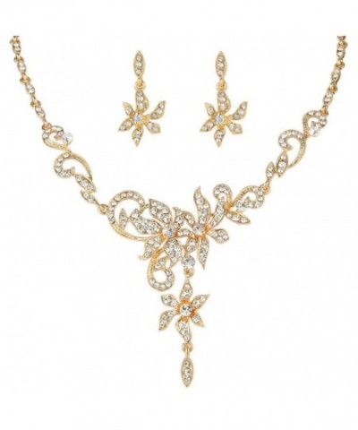 EVER FAITH Austrian Necklace Gold Tone