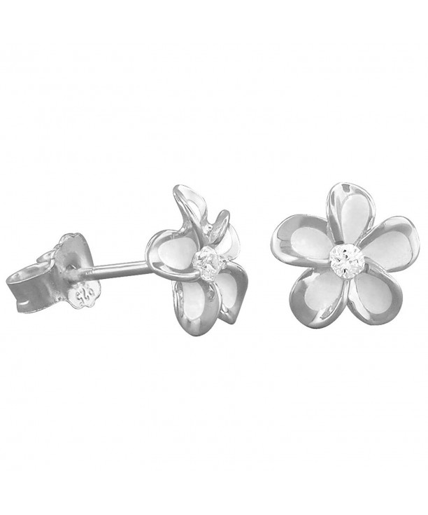 Sterling Silver Plumeria Stud Earrings