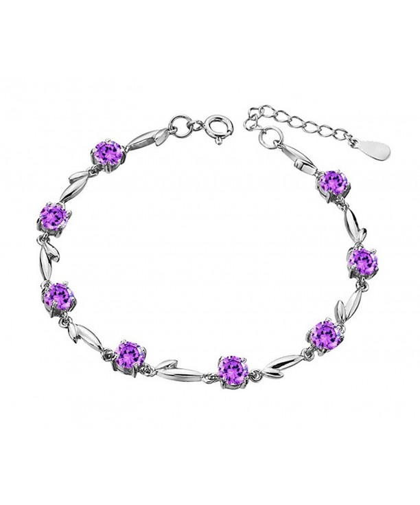 Sterling Silver Purple Flower Bracelet