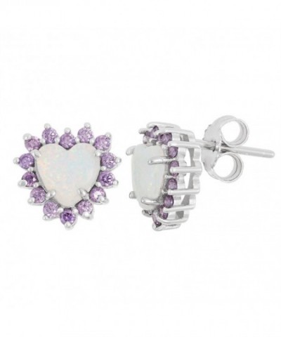 Sterling Silver Created Amethyst Earrings