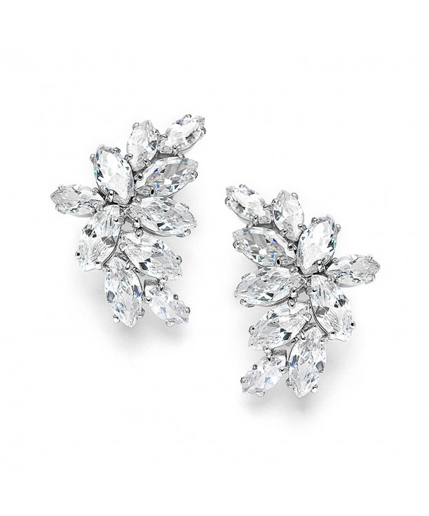 Mariell Wedding Earrings Marquis Cut Clusters