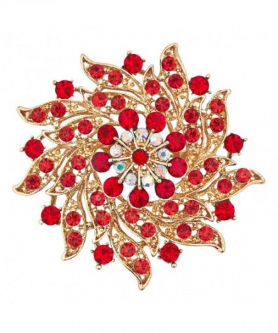 LilyJewelry Red Flower Brooch Pin