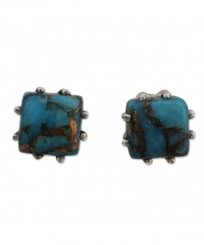 NOVICA Reconstituted Turquoise Sterling Earrings