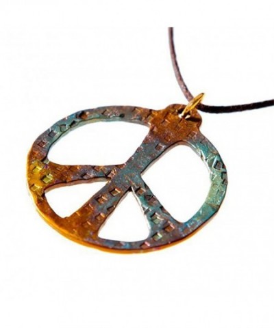 Hammered Peace Iridescent Necklace Adjustable