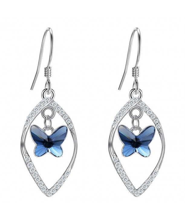 EleQueen Sterling Butterfly Earrings Swarovski