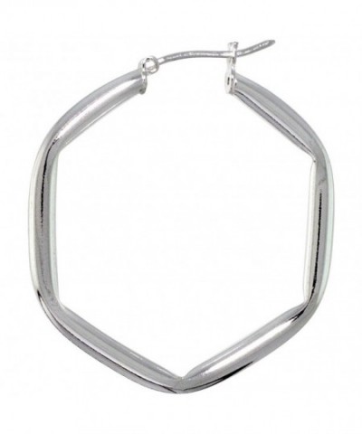 Sterling Silver Italian Earrings Hexagon shaped