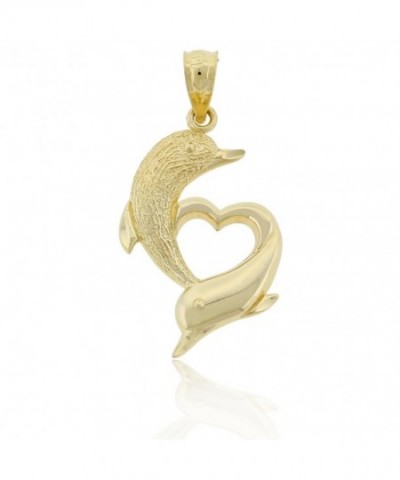 Gold Dolphin Heart Charm 10k