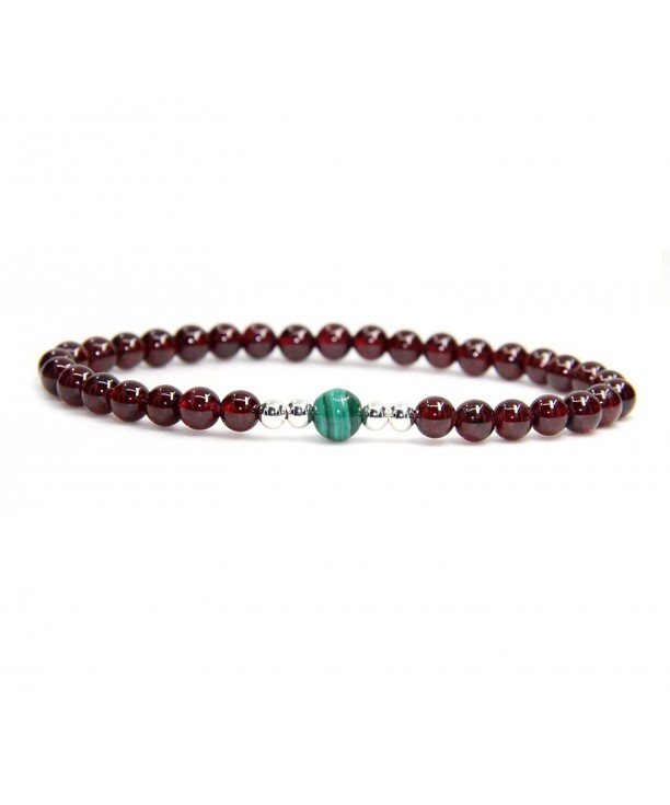 Gemstone Garnet Malachite Sterling Bracelet