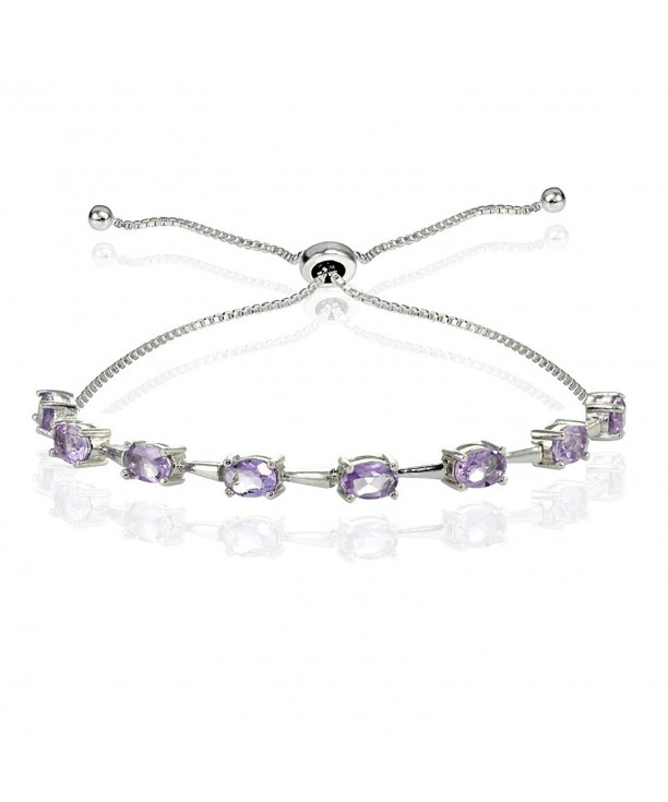 Sterling Genuine Amethyst Adjustable Bracelet