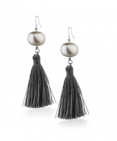 Polyester Tassel Reconstructed Statement Earrings