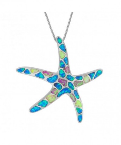Sterling Silver Synthetic Starfish Necklace