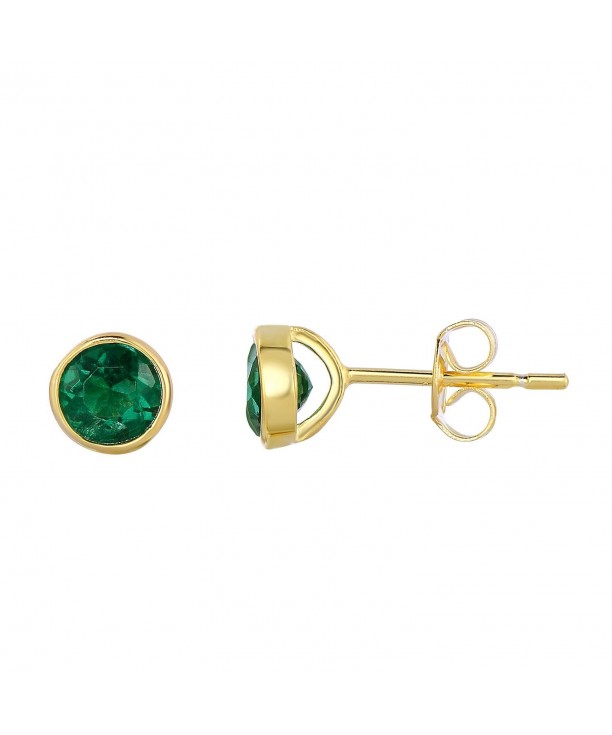 Sterling Silver Created Emerald Earrings