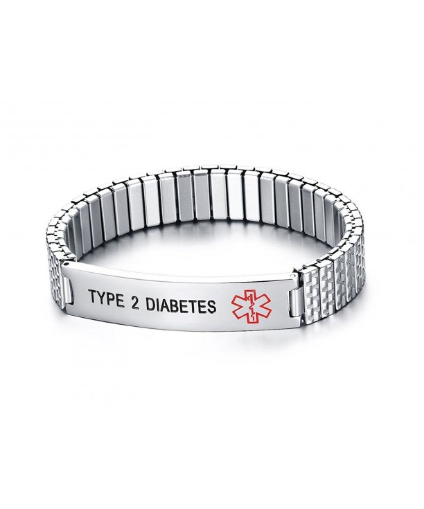 DIABETES Stainless Medical Wristband Bracelet