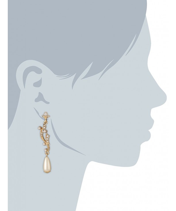 "Boxed" Gold-Tone Simulated Pearl and Crystal Drop Earrings CO11I5Z4QAX